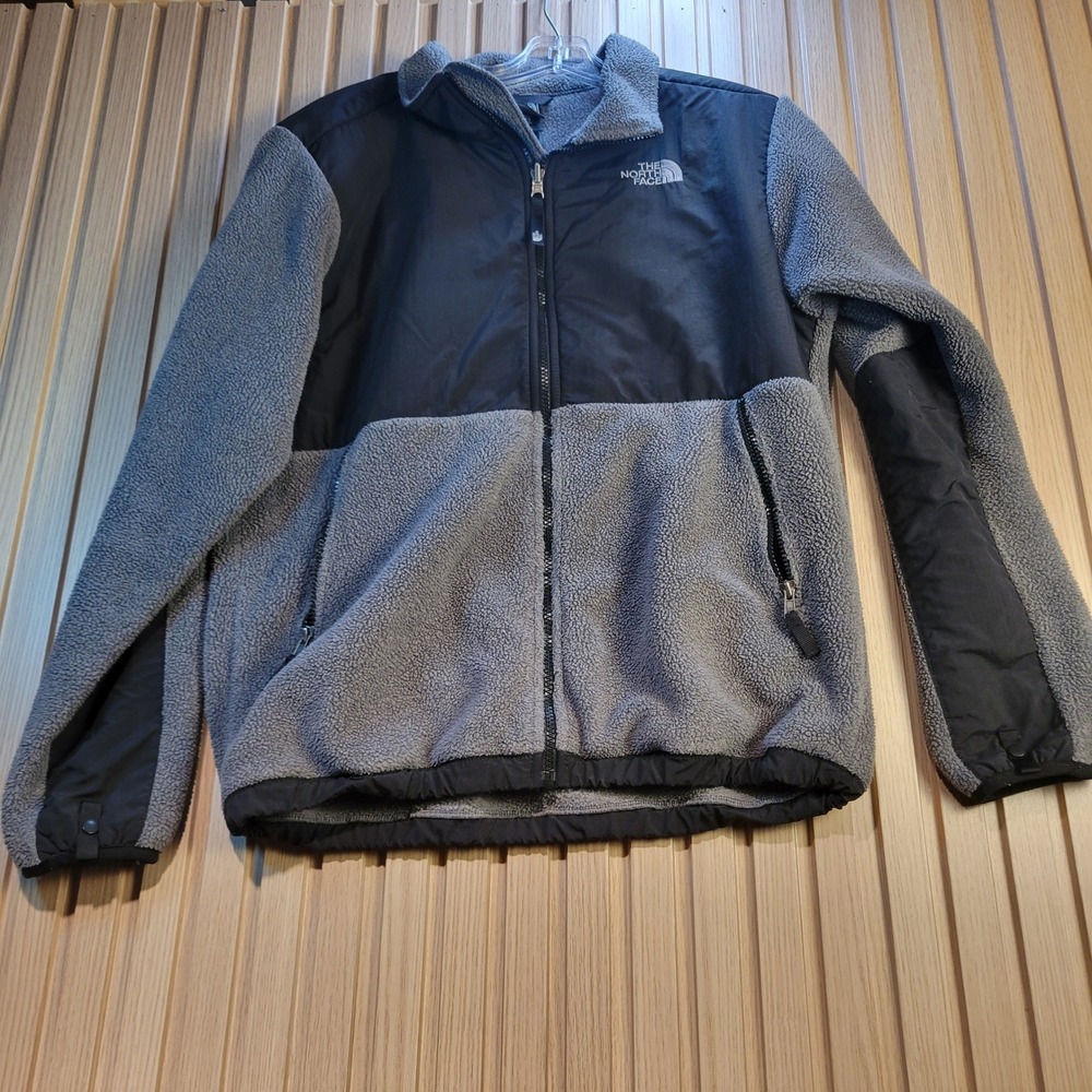 The North Face Denali Fleece Jacket Boys XL 18/20 Grey Black Full Zip Outdoor